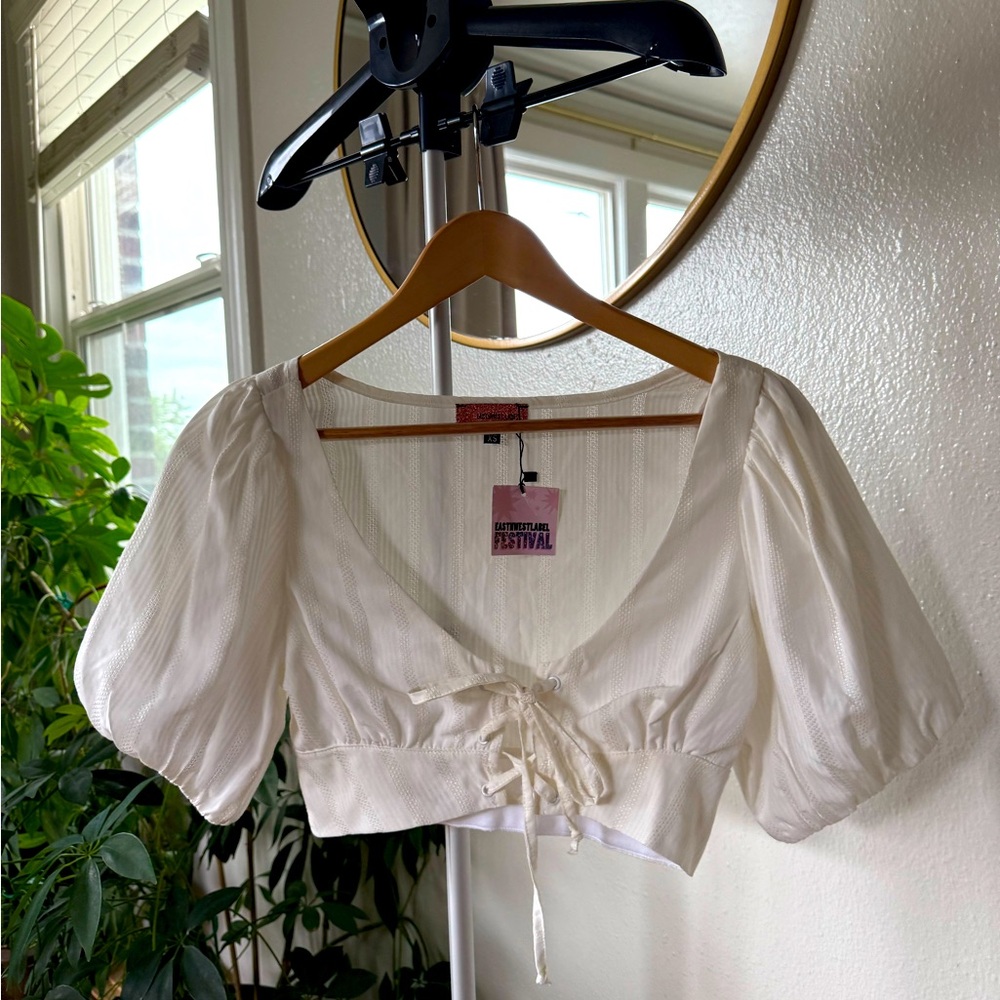 Boho puff sleeve crop top